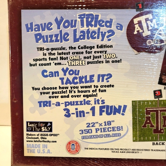 Texas A&M Puzzle Tri-a-Puzzle 3 in 1 puzzle Football - Picture 4 of 6